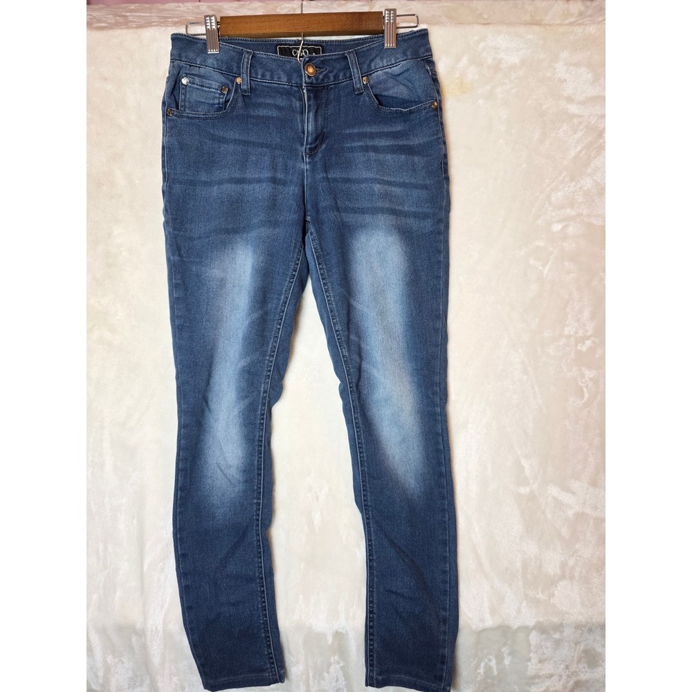 Cato Women 4 Skinny Jeggings‎ Medium Wash Rhinestone Embellished Pocket
